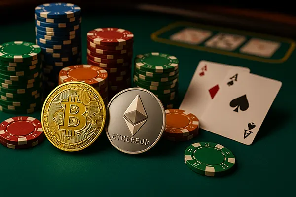 Scène jeu Bitcoin poker